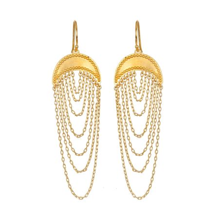 22k gold plated Chain Fringe earring, Handmade brass jewelry